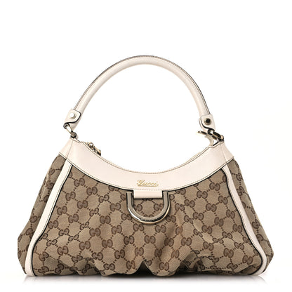 Gucci Monogram Medium D Gold Ring Hobo White 1 of 17