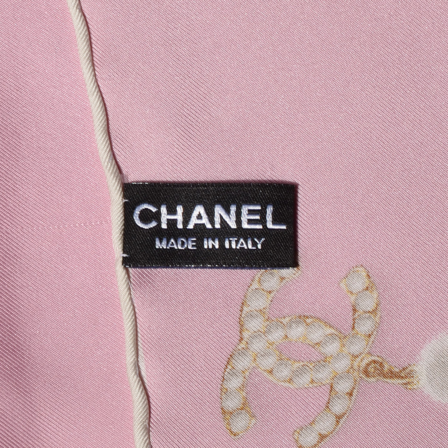 Chanel Silk Pearl CC Square Scarf Pink 5 of 5