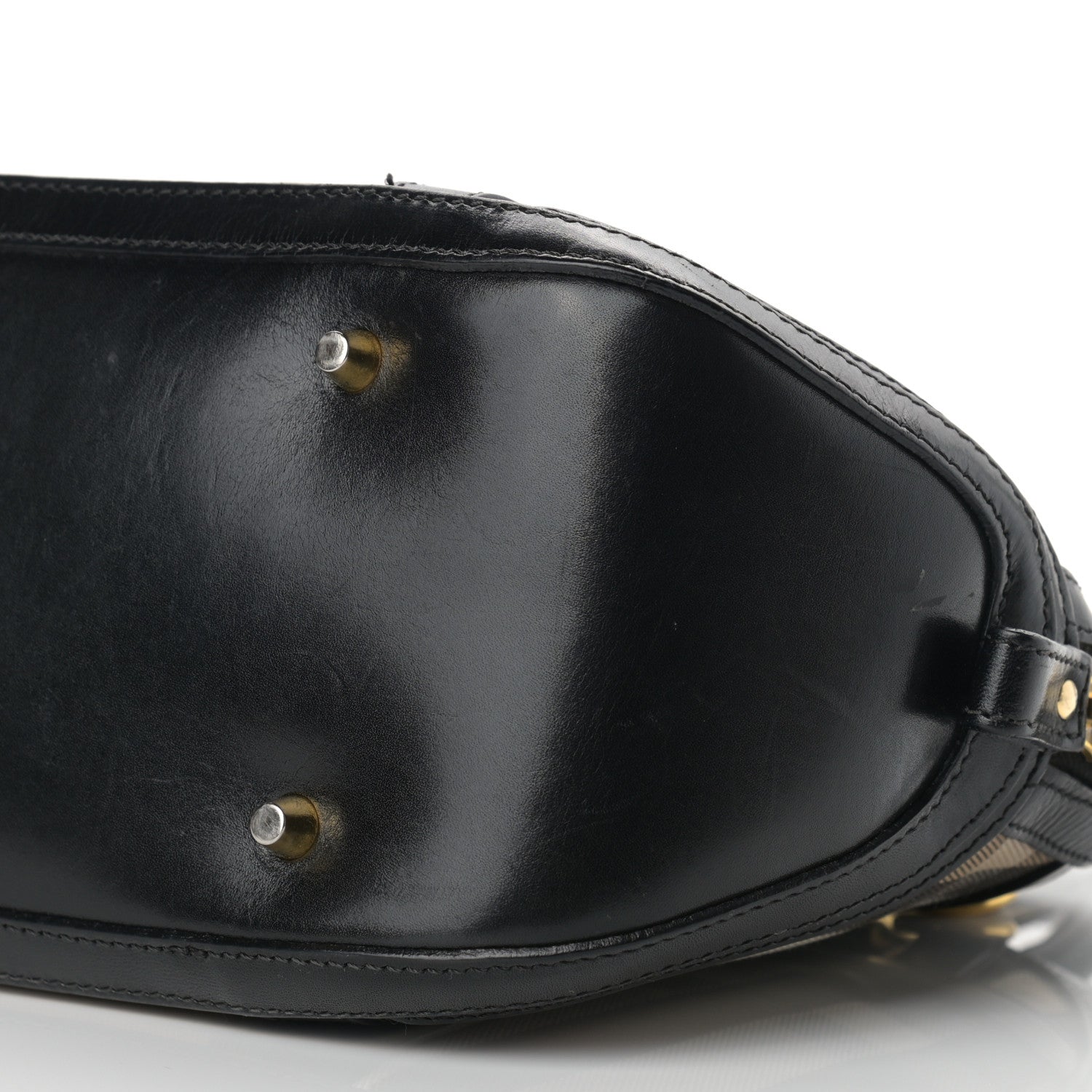 Burberry Bridle Calfskin House Check Small Orchard Bowling Bag Black 10 of 11