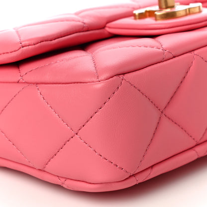 Chanel Lambskin Enamel Quilted Pending CC Mini Square Flap Pink 9 of 10