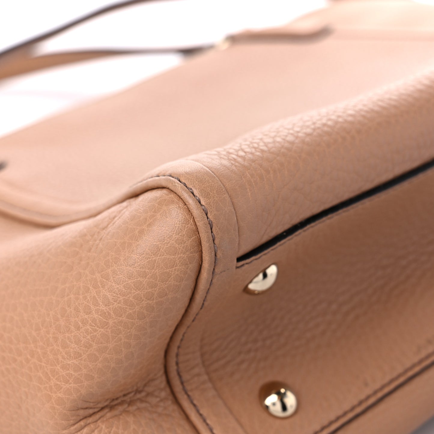 Pebbled Calfskin Small Soho Top Handle Bag Camelia