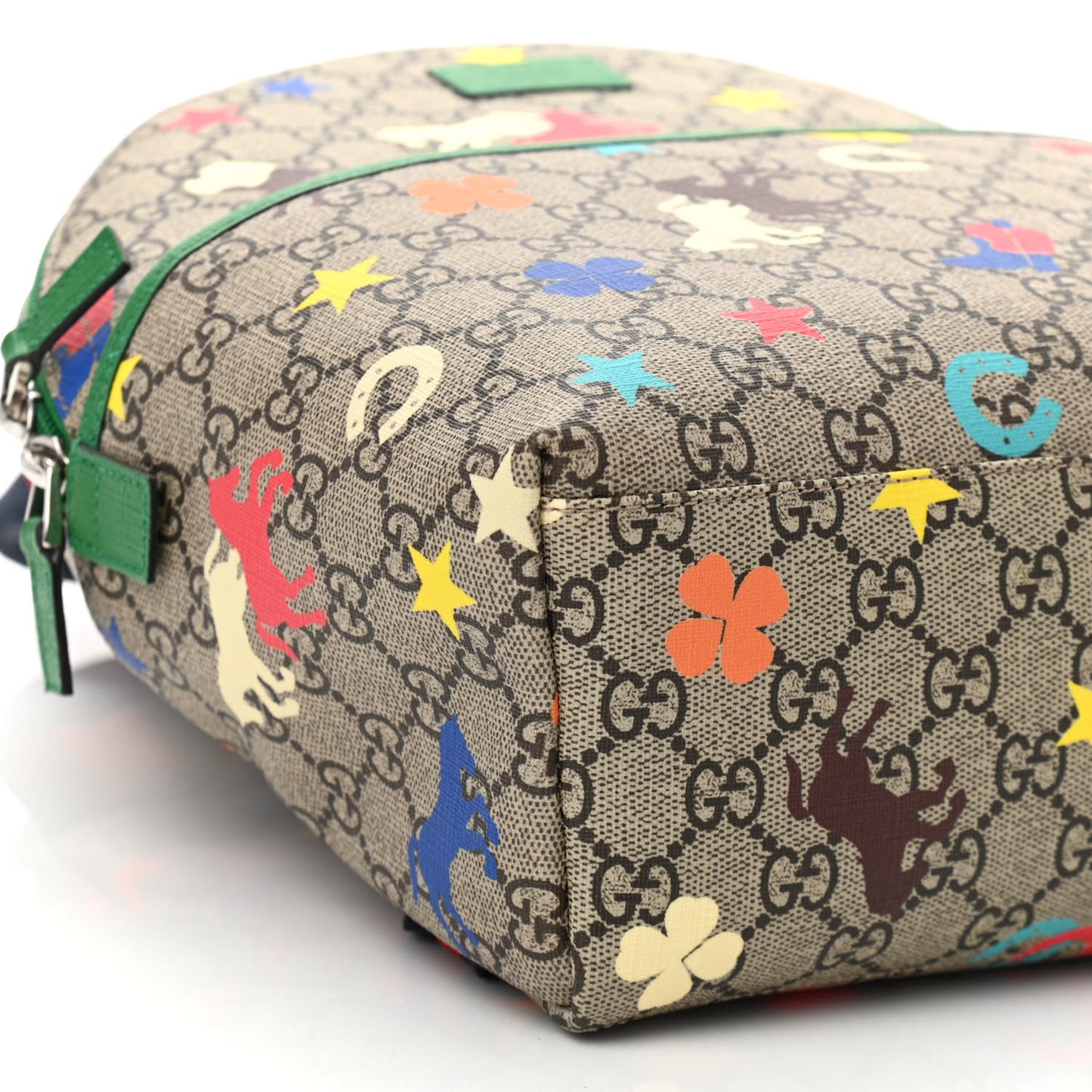 GG Supreme Monogram Ranch Childrens Backpack Beige Ebony Multicolor New Shamarock