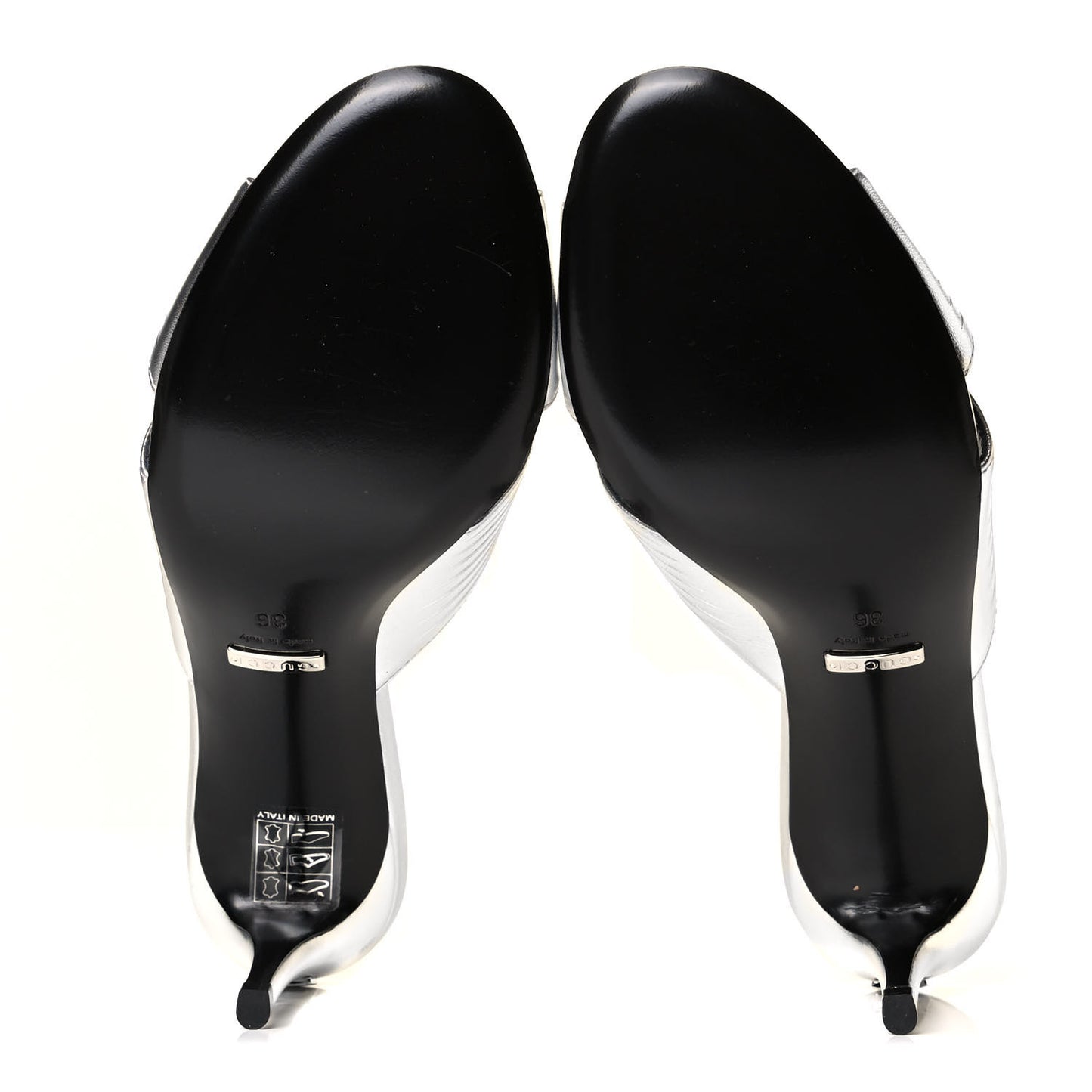 Metallic Nappa Crossover Heel Slide Sandals 36 Silver