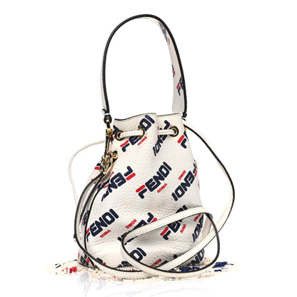 Fendi X FILA Calfskin F is Fendi Mania Fringe Mini Mon Tresor Bucket Bag White 2 of 7