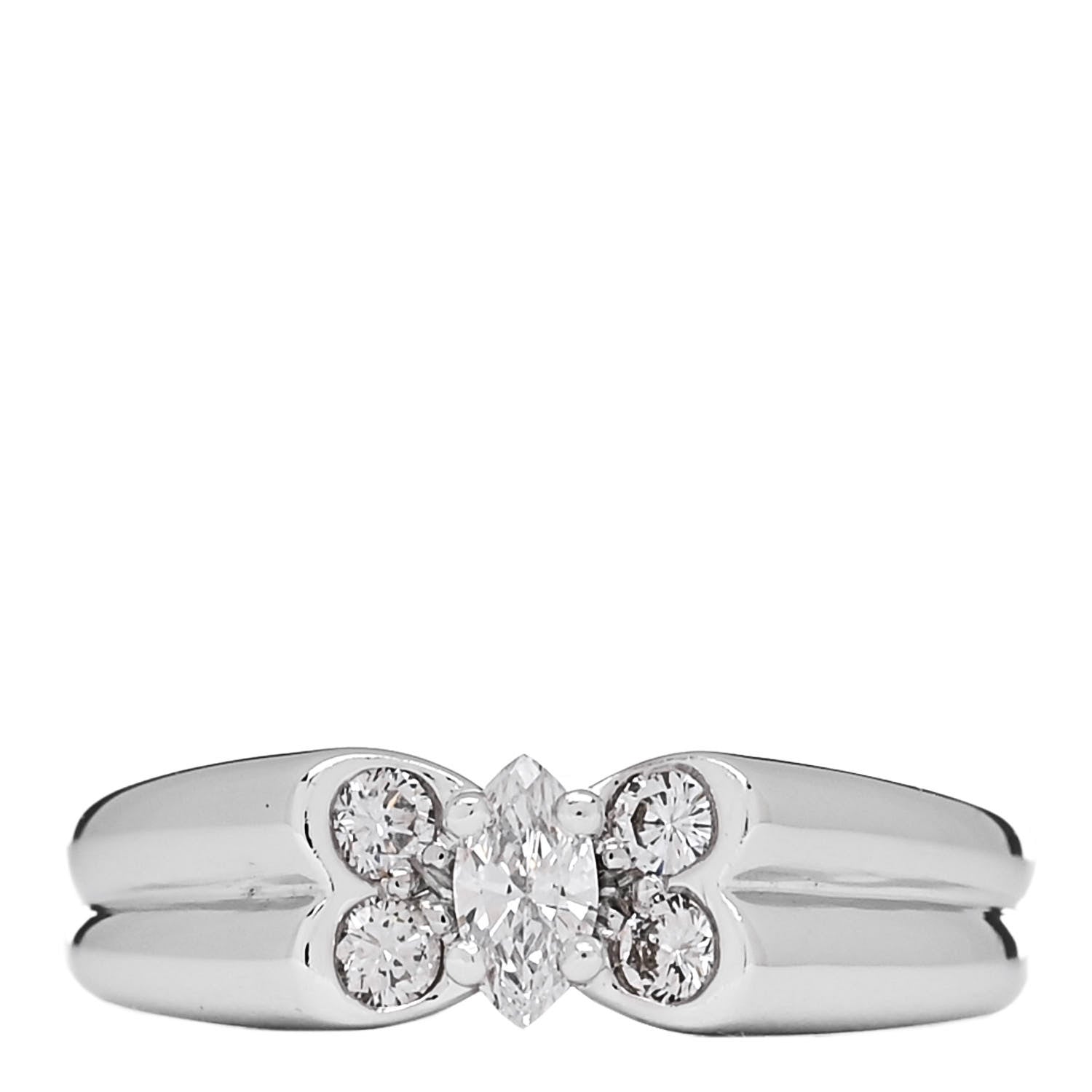 Van Cleef & Arpels 18K White Gold Diamond Butterfly Ring 50 5.25 1 of 5