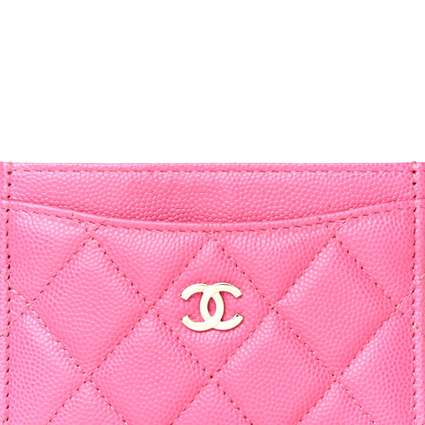 Caviar Quilted Card Holder Pink