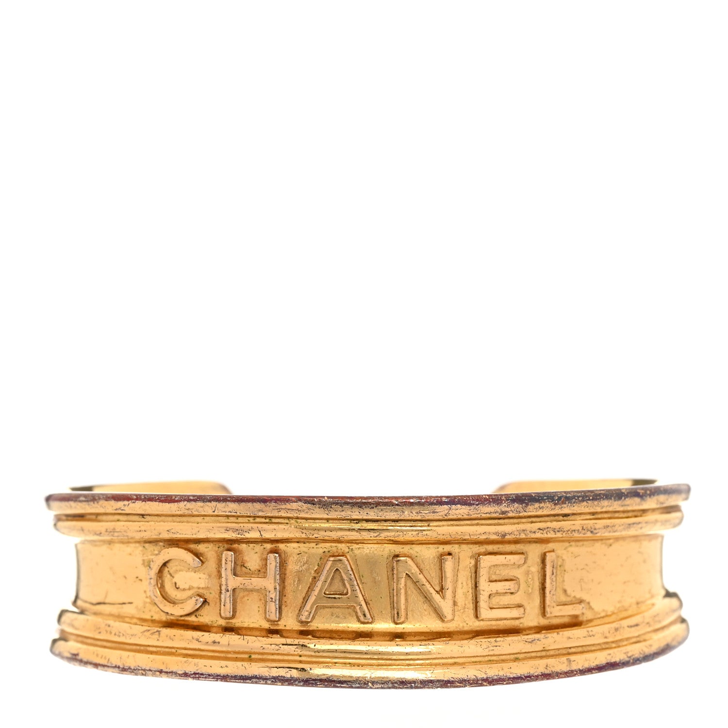 Chanel Metal Logo Cuff Bracelet Gold 1 of 5