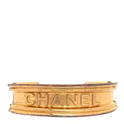 Chanel Metal Logo Cuff Bracelet Gold 1 of 5