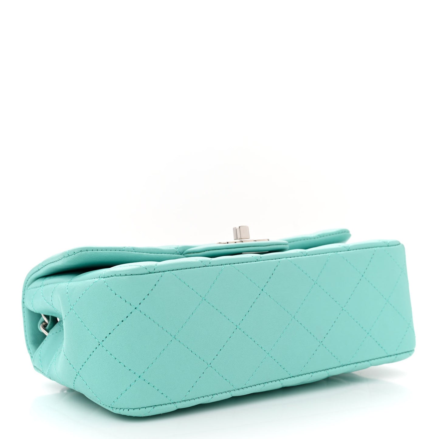 Lambskin Quilted Mini Rectangular Flap Light Blue
