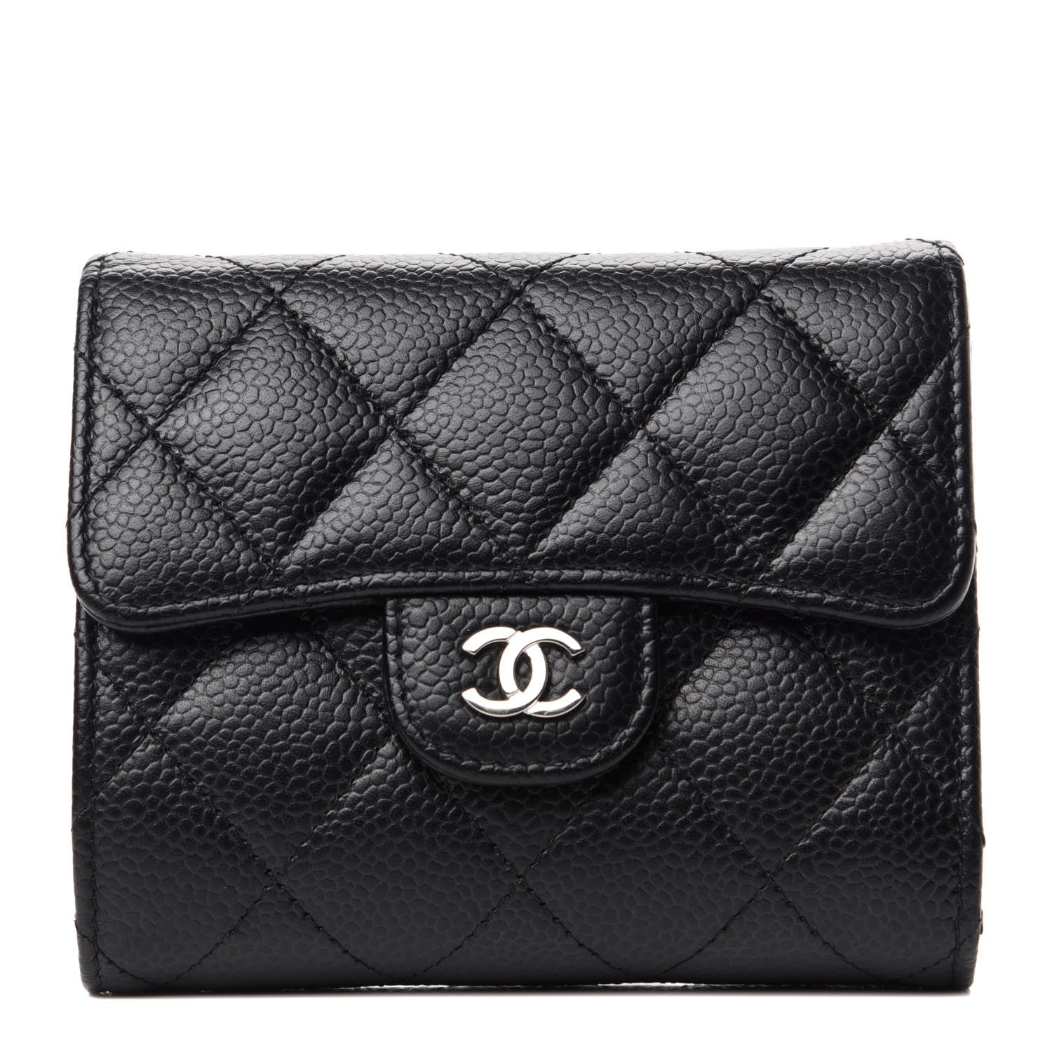 Chanel Caviar Quilted Compact Flap Wallet Black 1 of 8