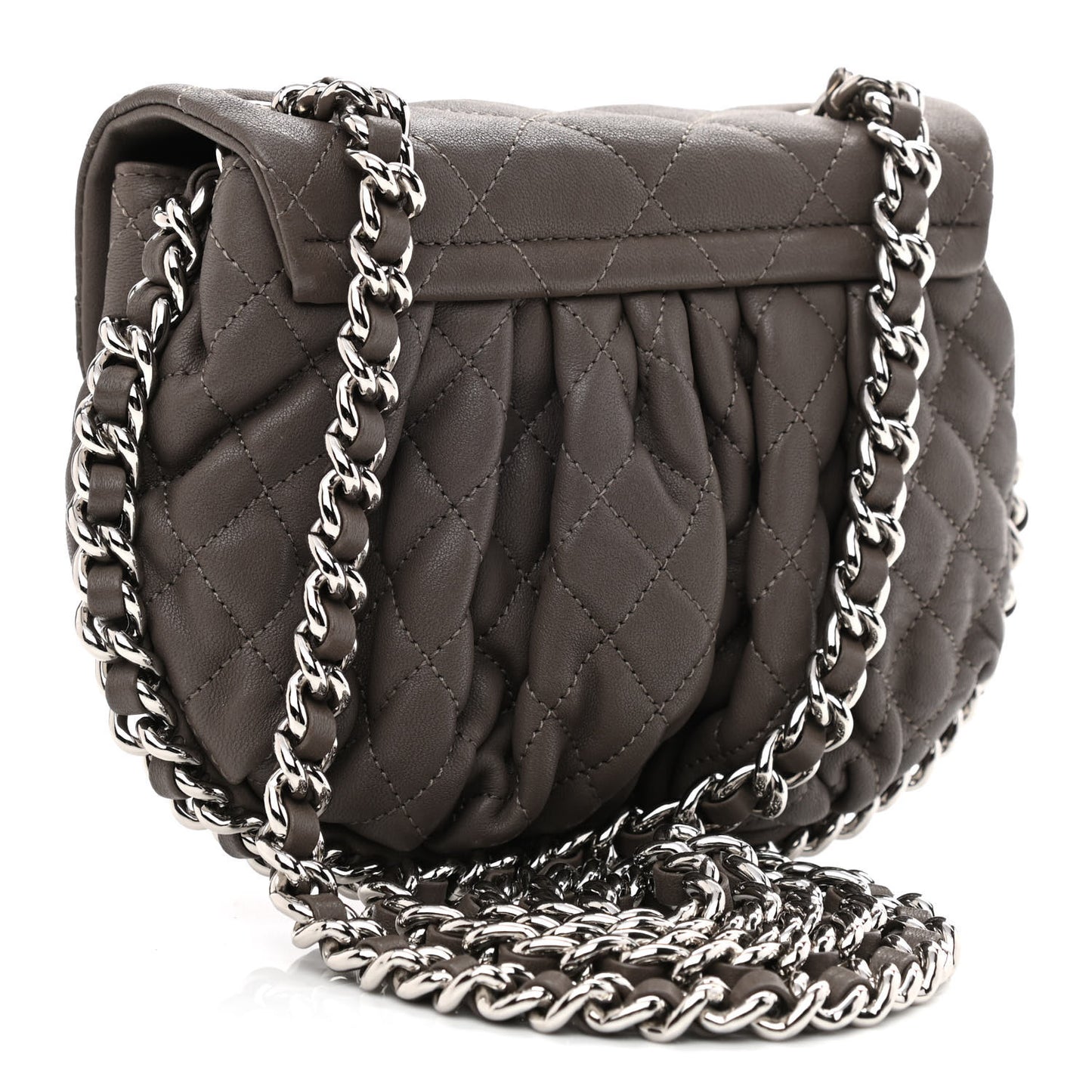Washed Lambskin Quilted Mini Chain Around Flap Taupe