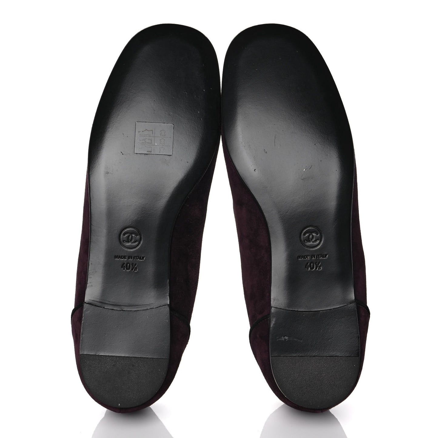 Suede Calfskin Womens Mocassin CC Flats 40.5 Burgundy