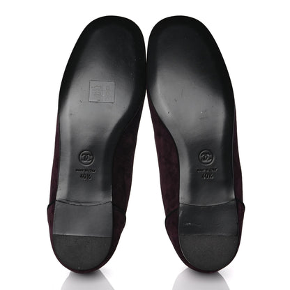 Chanel Suede Calfskin Womens Mocassin CC Flats 40.5 Burgundy 6 of 12