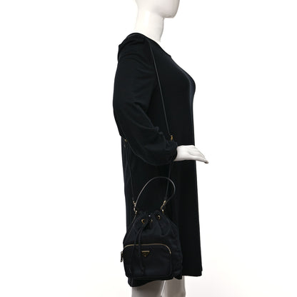 Prada Saffiano Tessuto Nylon Mini Bucket Crossbody Bag Black 2 of 10