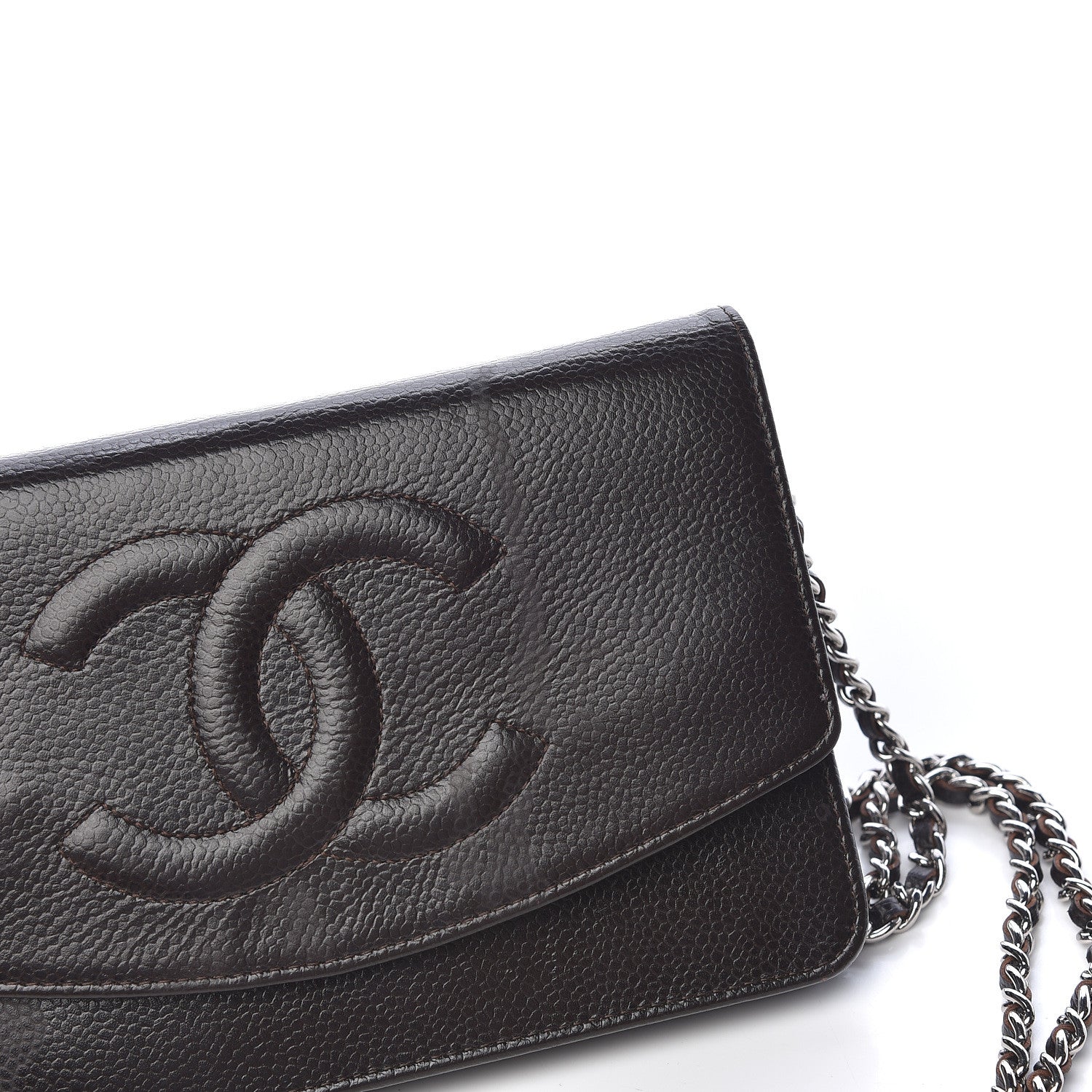 Chanel Caviar Timeless CC Wallet On Chain WOC Dark Brown 14 of 18