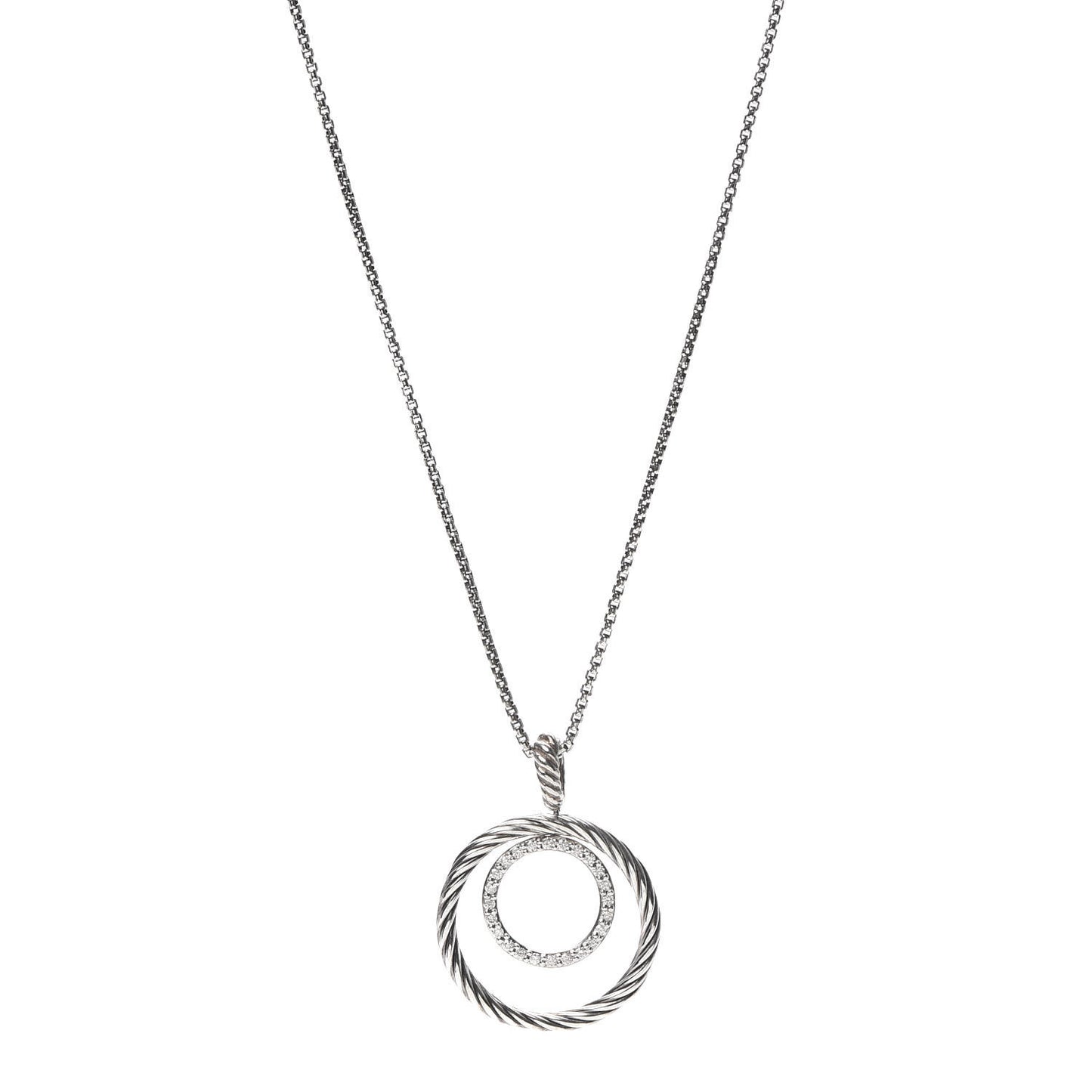 Sterling Silver Diamond Mobile Circle Pendant Necklace