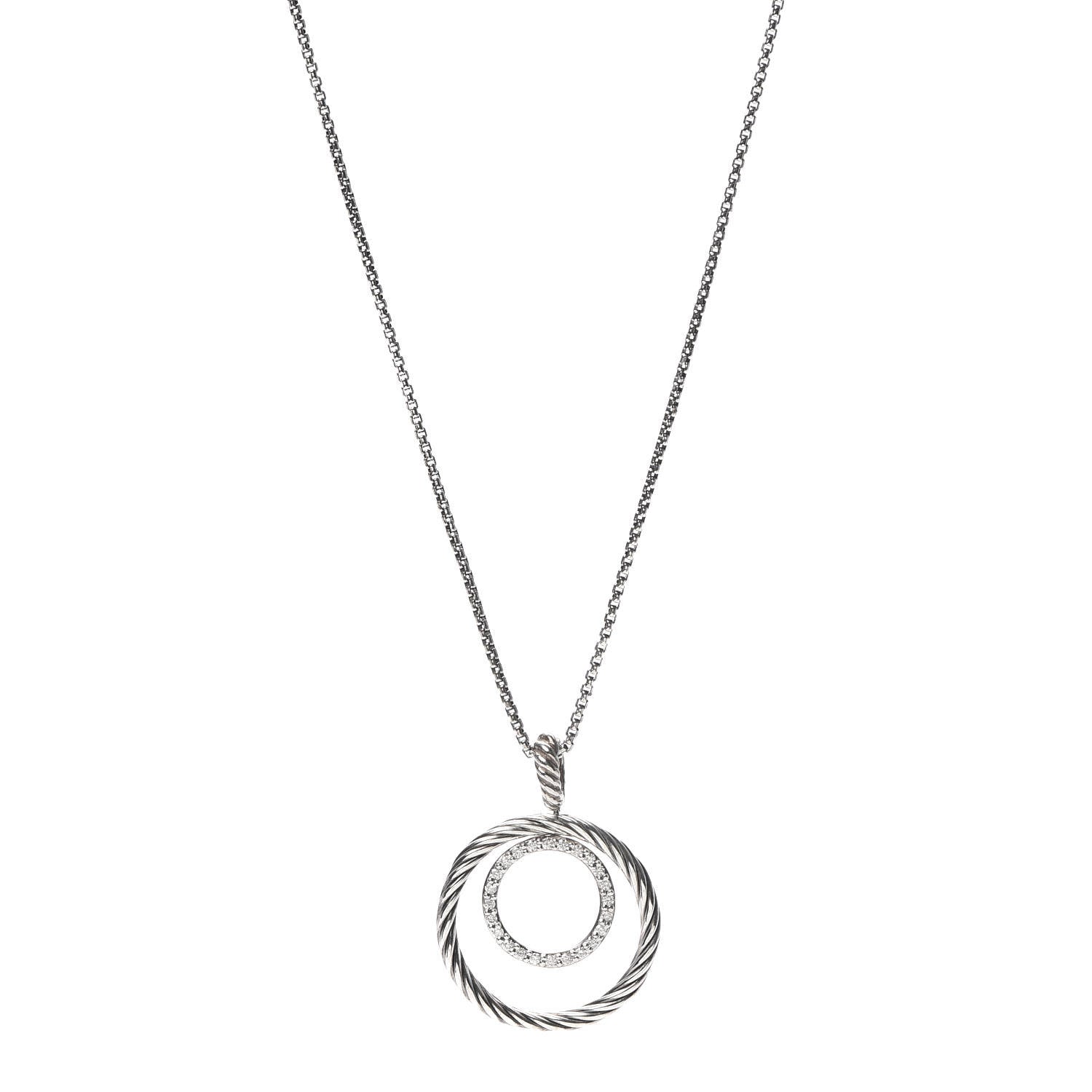 David Yurman Sterling Silver Diamond Mobile Circle Pendant Necklace 1 of 5