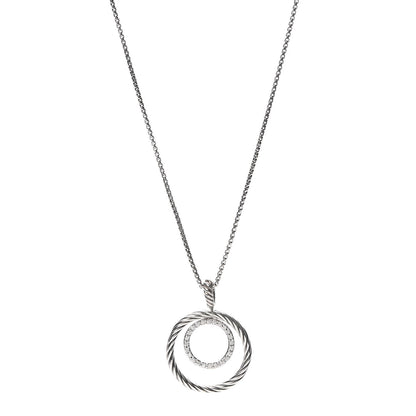 David Yurman Sterling Silver Diamond Mobile Circle Pendant Necklace 1 of 5