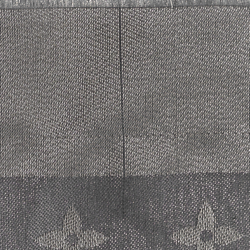 Silk Lurex Wool Monogram Shine Shawl Charcoal Grey