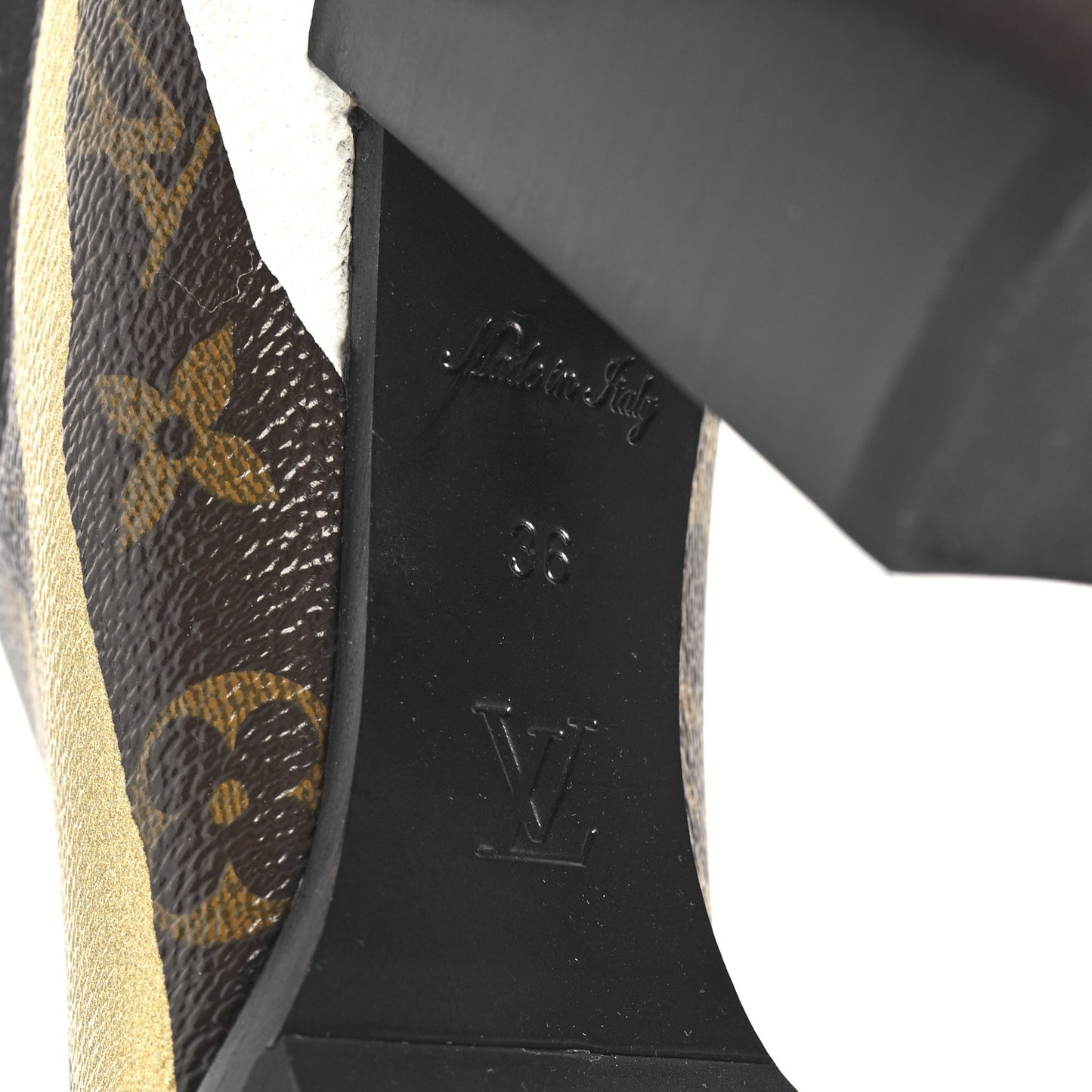 X LOL Patent Calfskin Monogram Star Trail Chelsea Ankle Boots 36 Gold Silver