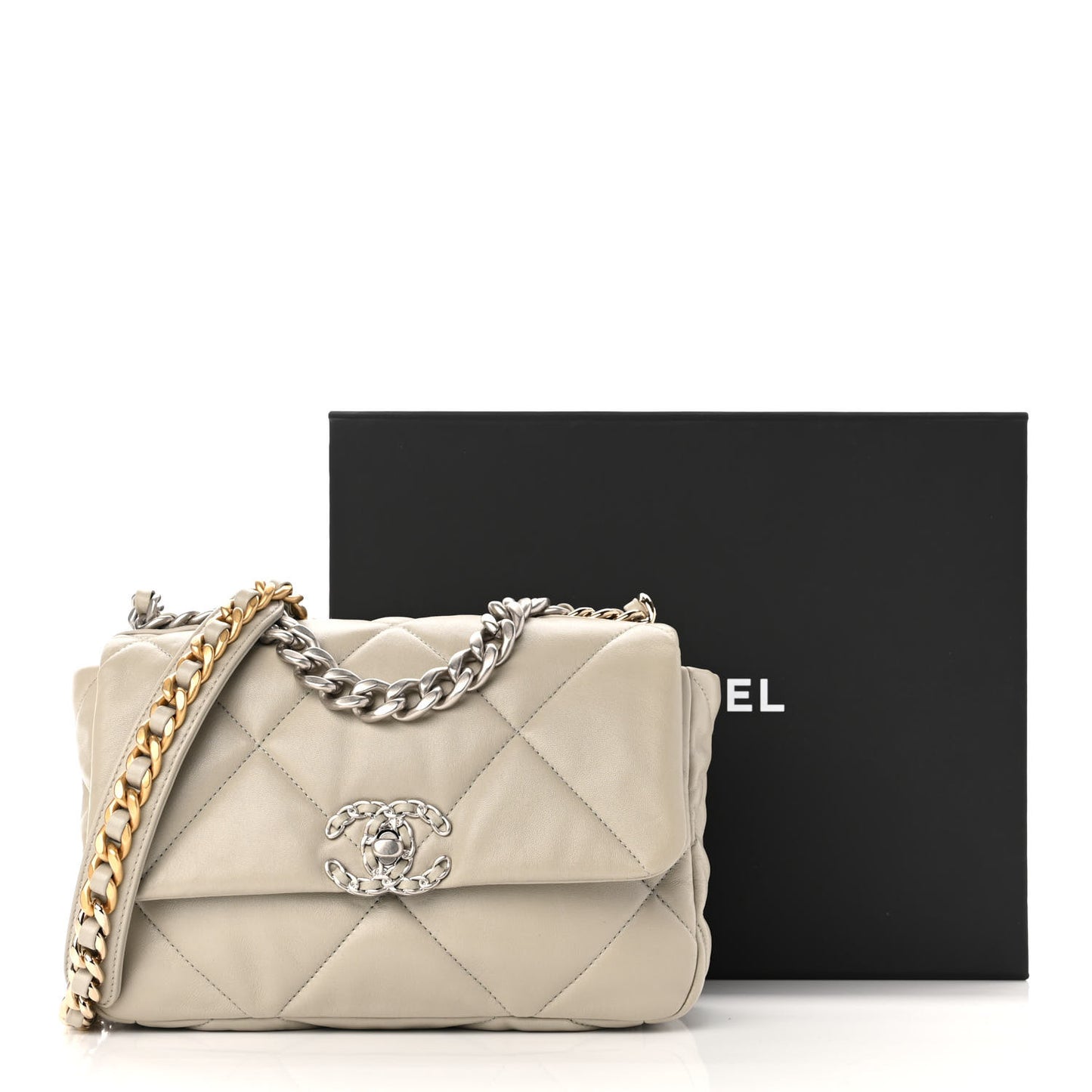 Lambskin Quilted Medium Chanel 19 Flap Grey