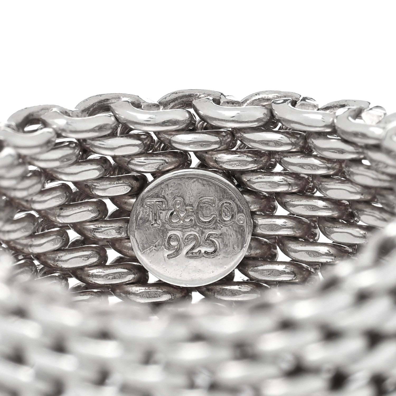 Tiffany Sterling Silver Somerset Mesh Ring 58 8.25 4 of 5