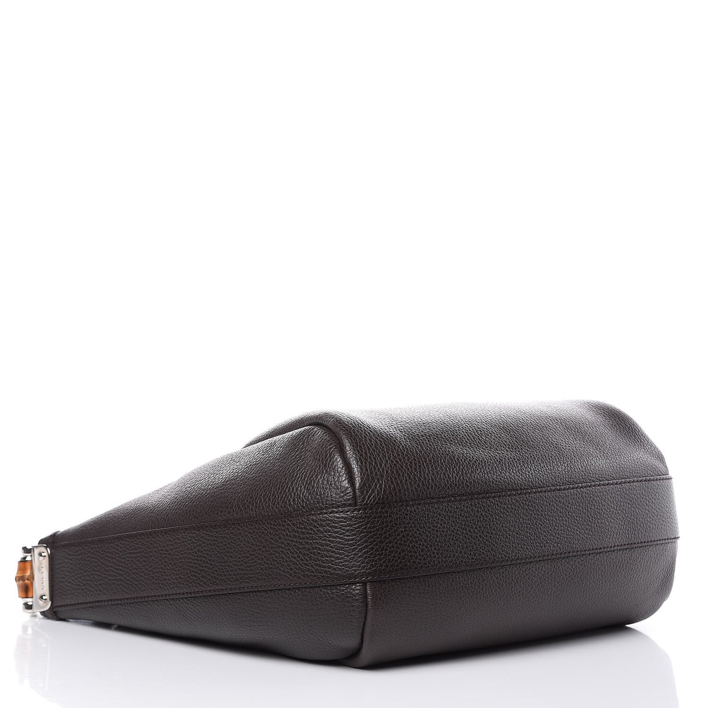 Grained Calfskin Bamboo Bar Hobo Dark Brown