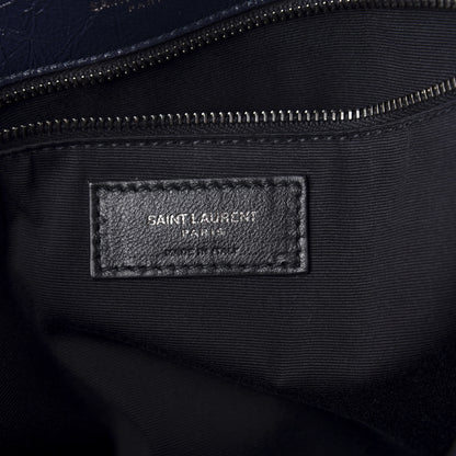 Saint Laurent Crinkled Calfskin Matelasse Monogram Large Niki Chain Satchel Deep Marine 8 of 11