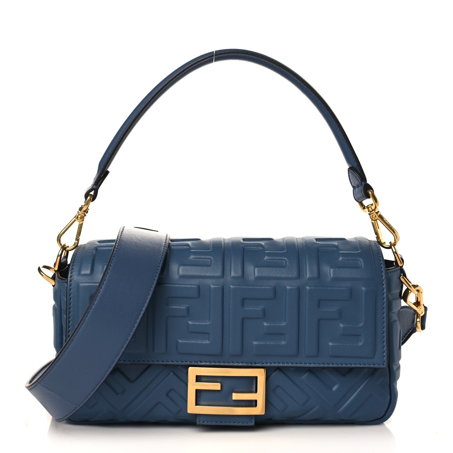 Fendi Nappa FF 1974 Embossed Baguette Mirto 1 of 9