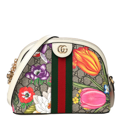 Gucci GG Supreme Monogram Flora Web GG Small Ophidia Dome Shoulder Bag White 1 of 12
