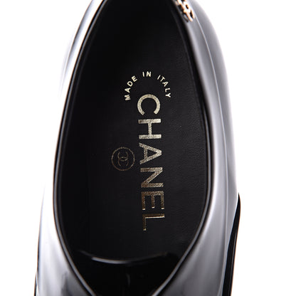 Chanel Patent Pearl CC Lace Up Oxfords 39 Black 8 of 11