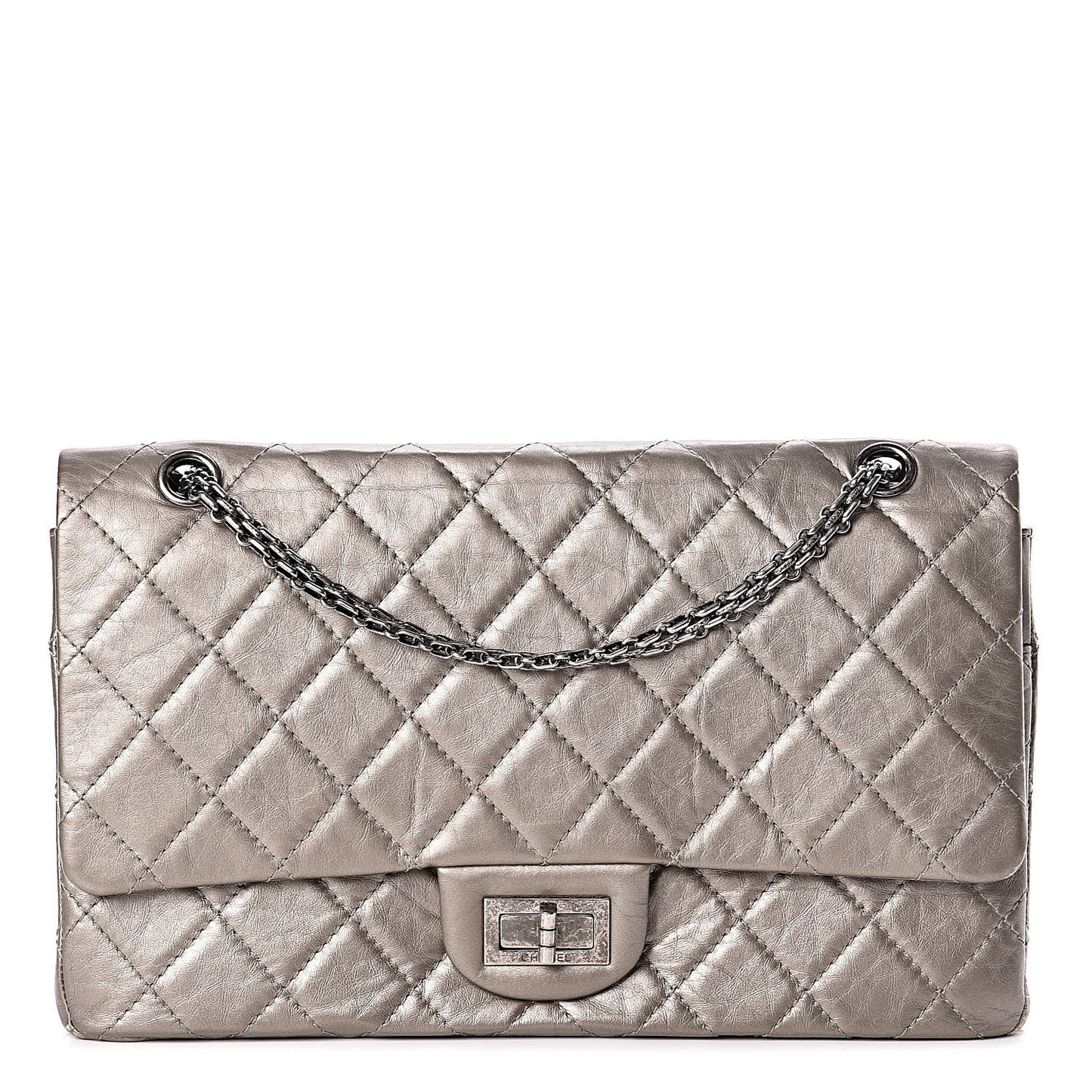 Aged Calfskin Quilted 2.55 Reissue 227 Flap Grey