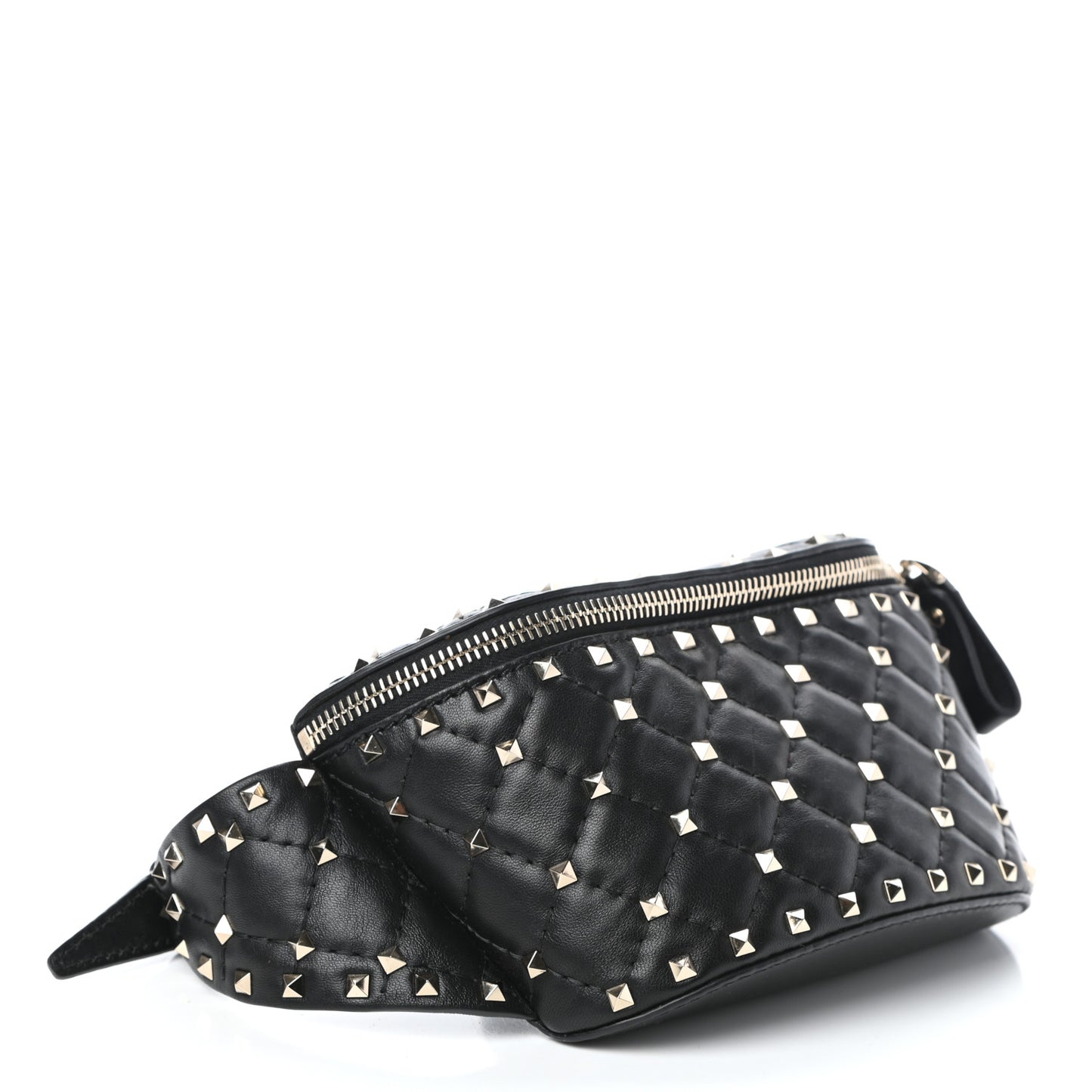 Lambskin Rockstud Spike Belt Bag 85 Black
