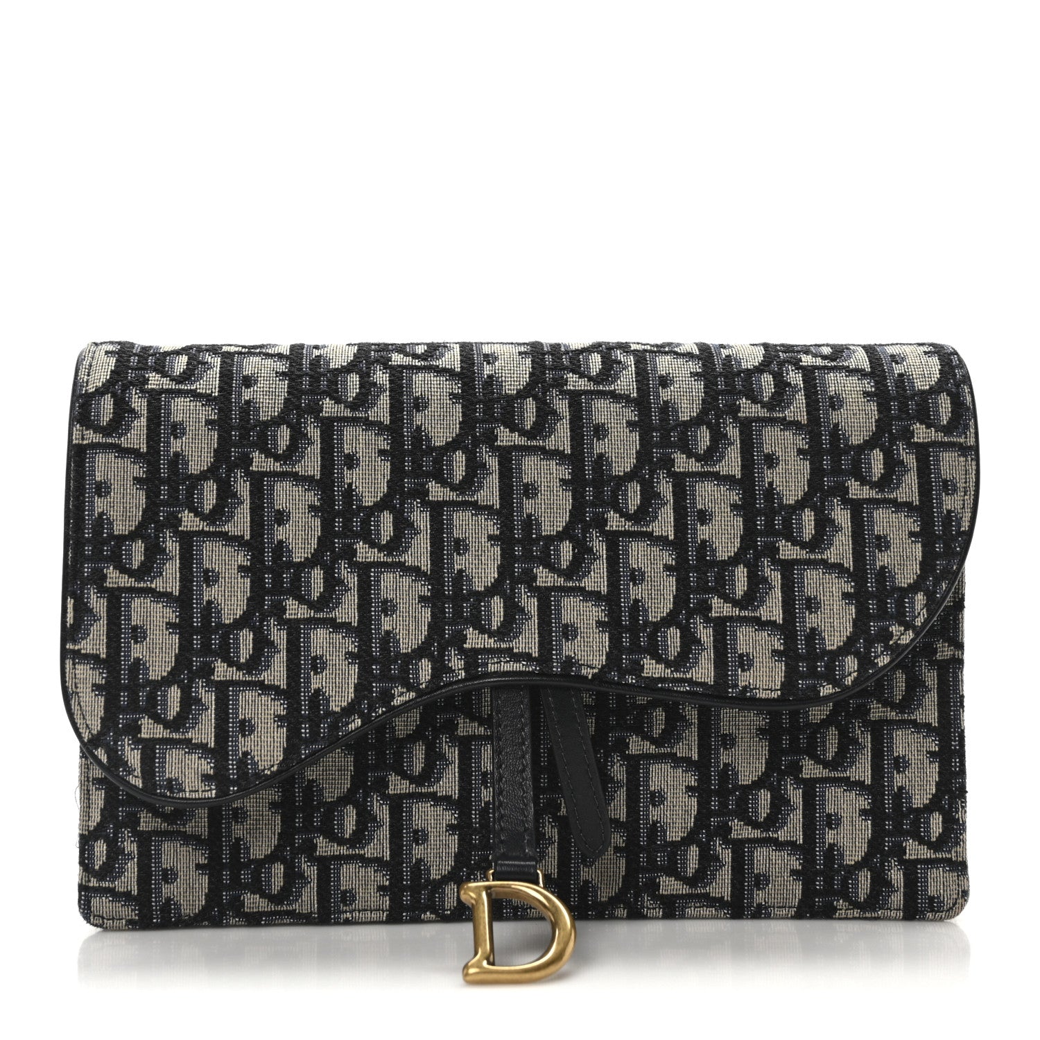 Christian Dior Oblique Saddle Chain Pouch Blue 1 of 11