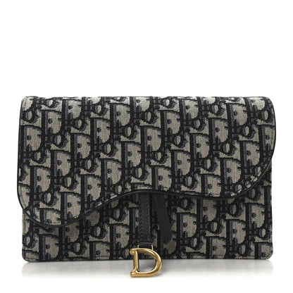 Christian Dior Oblique Saddle Chain Pouch Blue 1 of 11