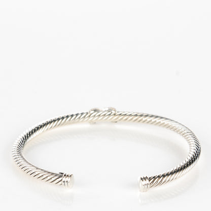 David Yurman Sterling Silver Diamond 4mm X Cable Bracelet 3 of 5