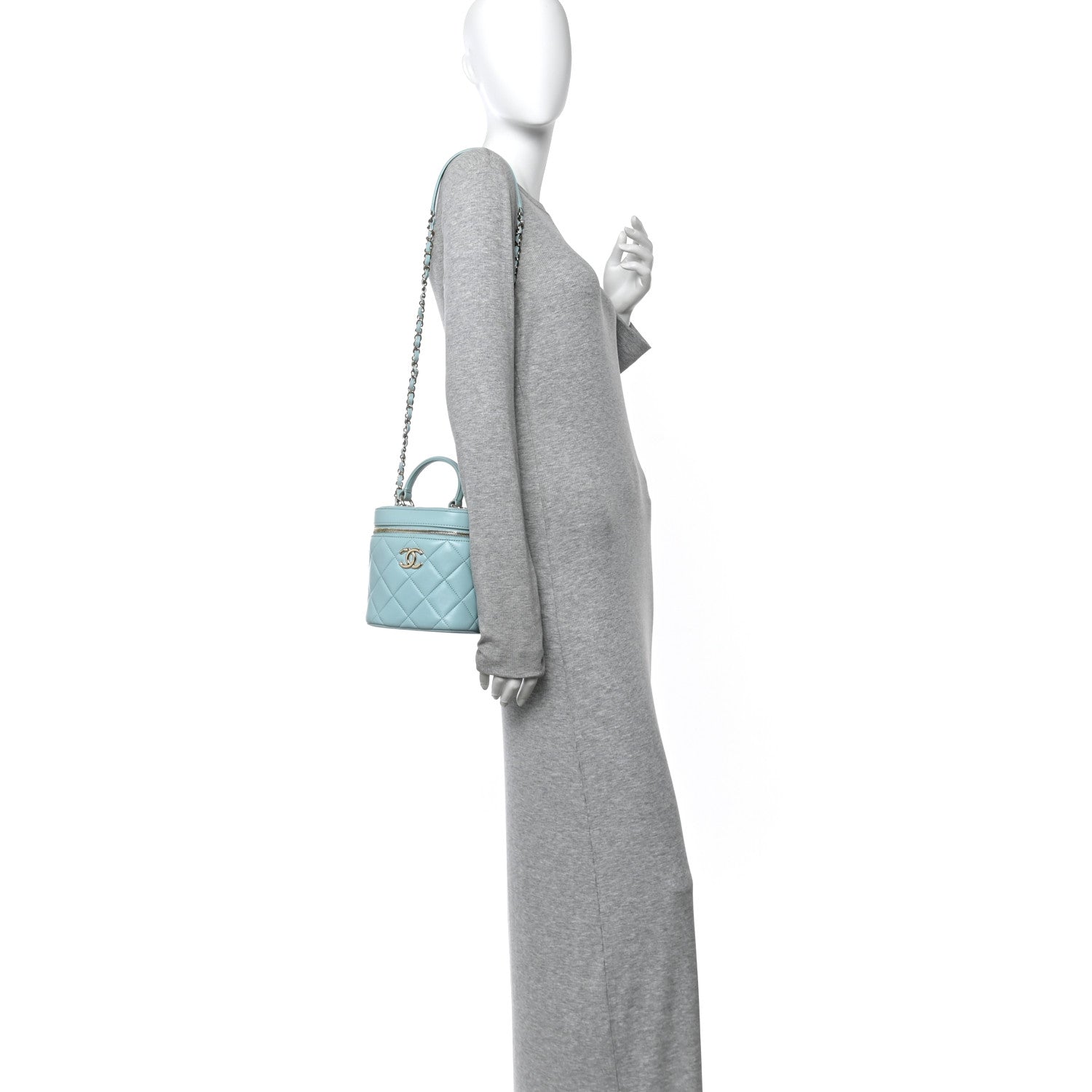 Chanel Lambskin Quilted Trendy Vanity Case Light Blue 2 of 10