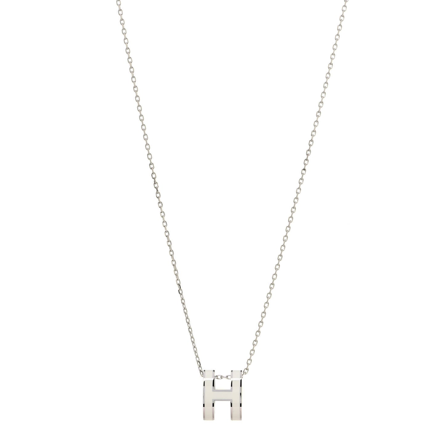 Lacquered Palladium Pop H Pendant Necklace White