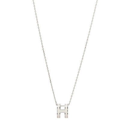 Hermes Lacquered Palladium Pop H Pendant Necklace White 1 of 4
