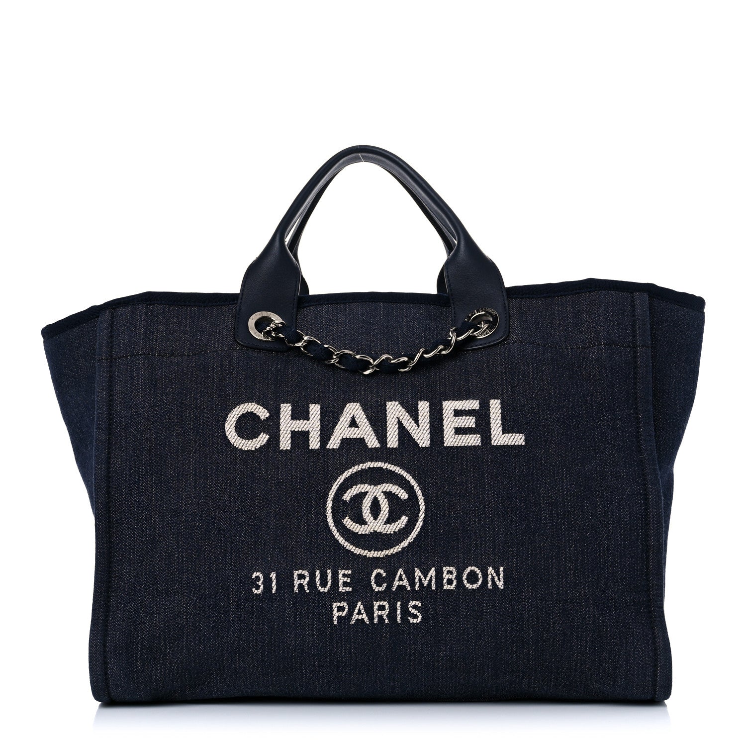 Chanel Denim Medium Deauville Tote Dark Blue 2 of 12