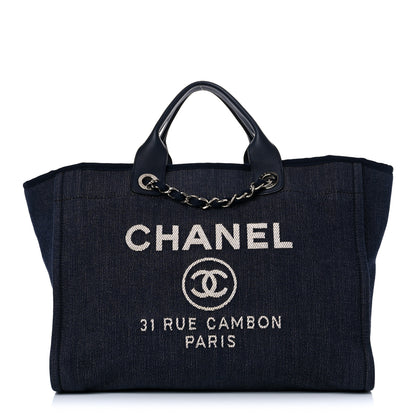 Chanel Denim Medium Deauville Tote Dark Blue 2 of 12