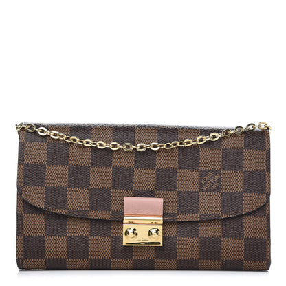 Louis Vuitton Damier Ebene Croisette Chain Wallet Rose Ballerine 1 of 8