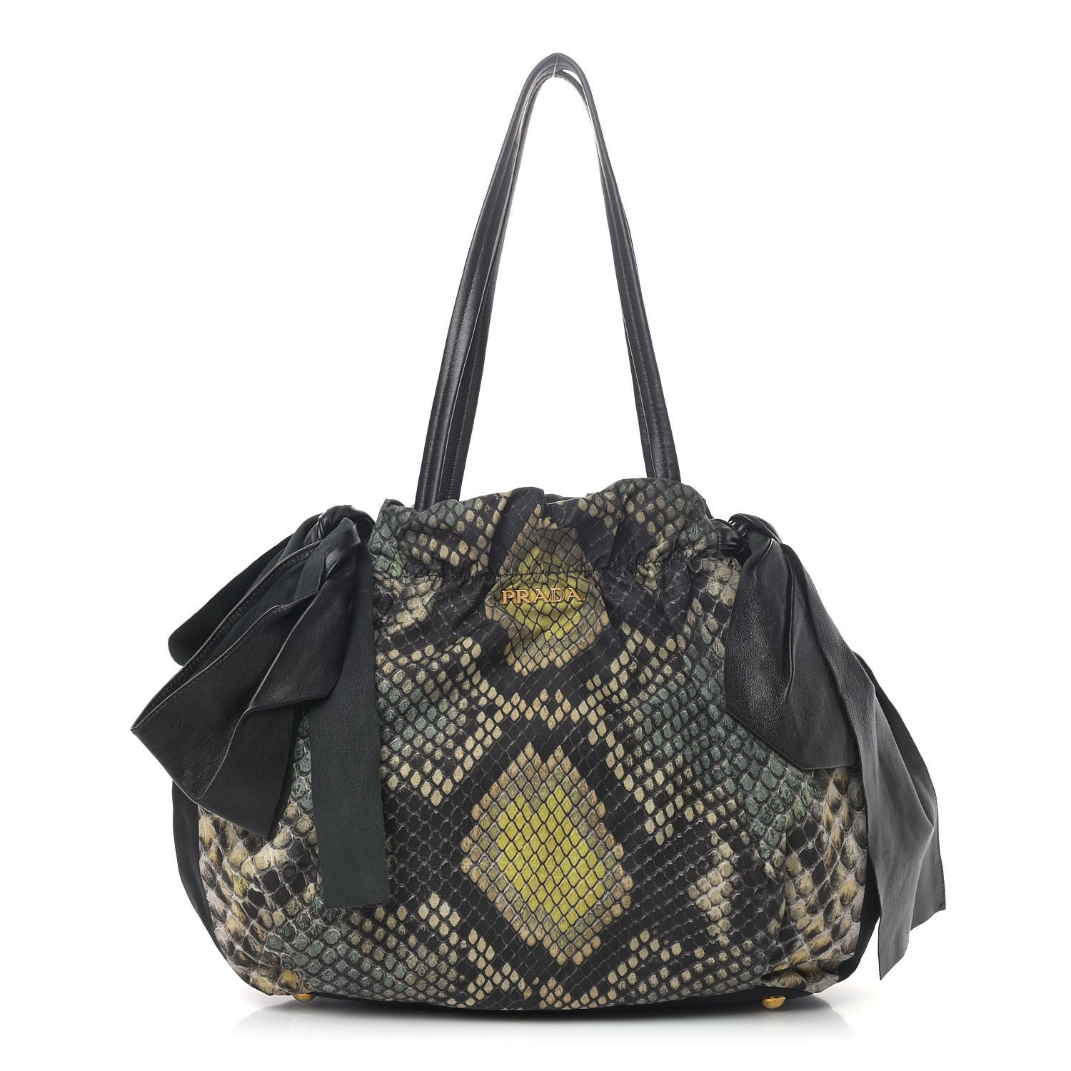 Prada Nylon Python Print Large Bow Bag Verde 1 of 9