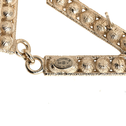 Chanel Crystal Cha-Nel Logo Drop Earrings Gold 4 of 4