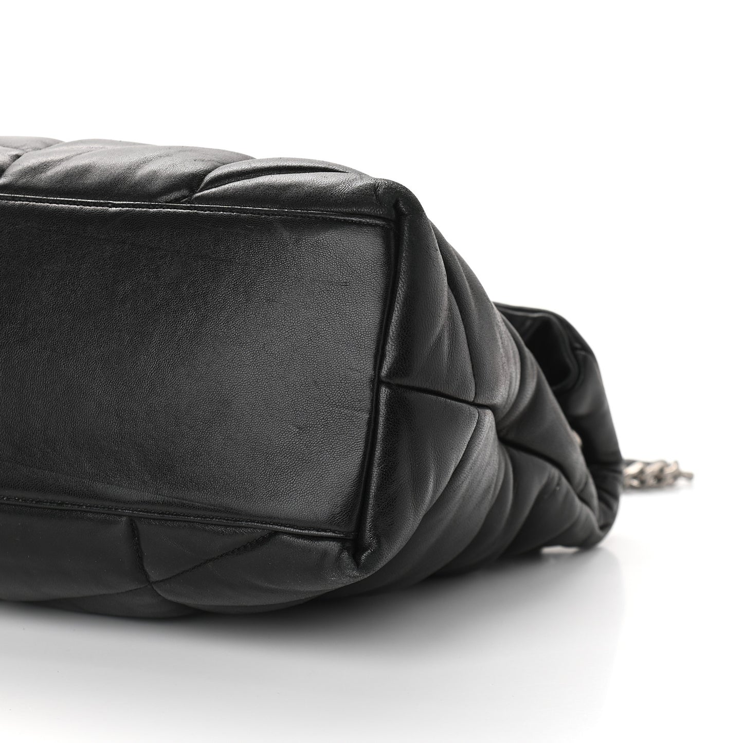 Lambskin Quilted Medium Loulou Puffer Monogram Chain Satchel Black
