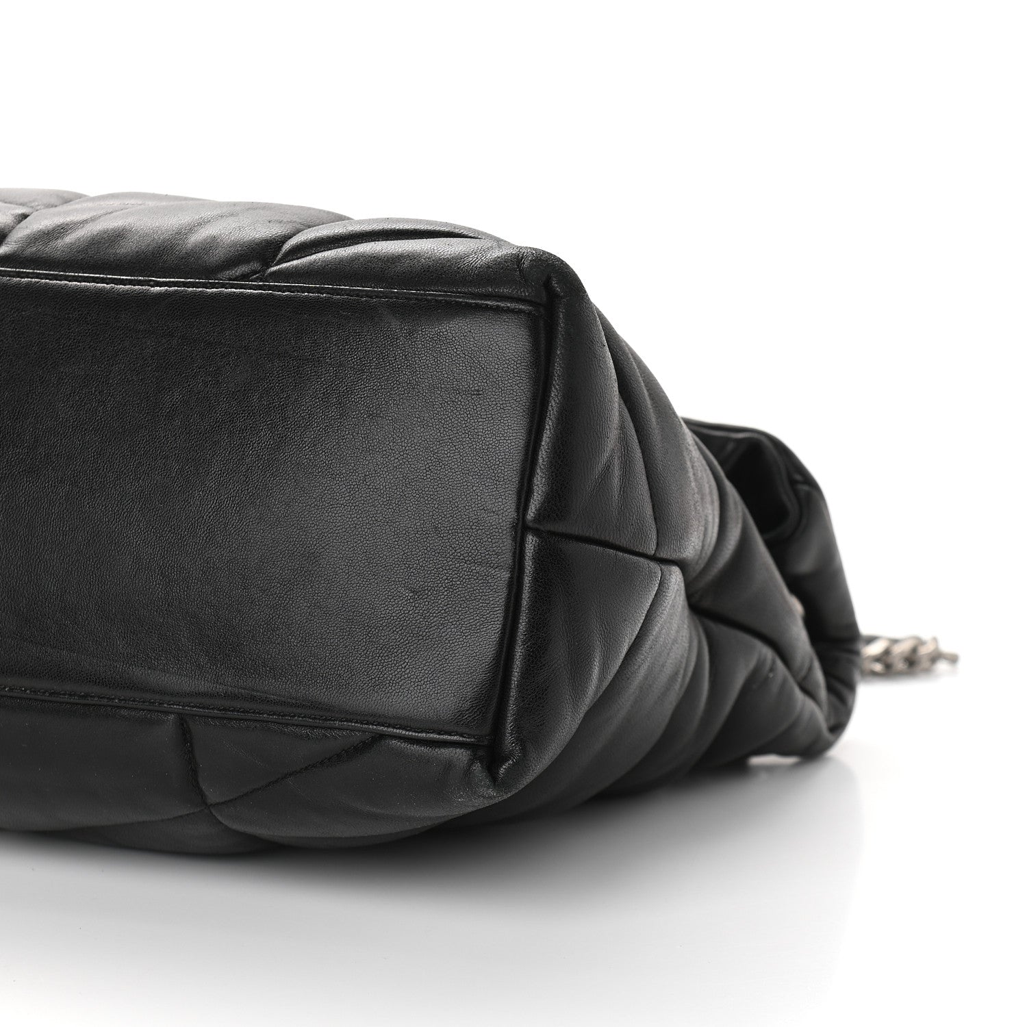Saint Laurent Lambskin Quilted Medium Loulou Puffer Monogram Chain Satchel Black 8 of 9