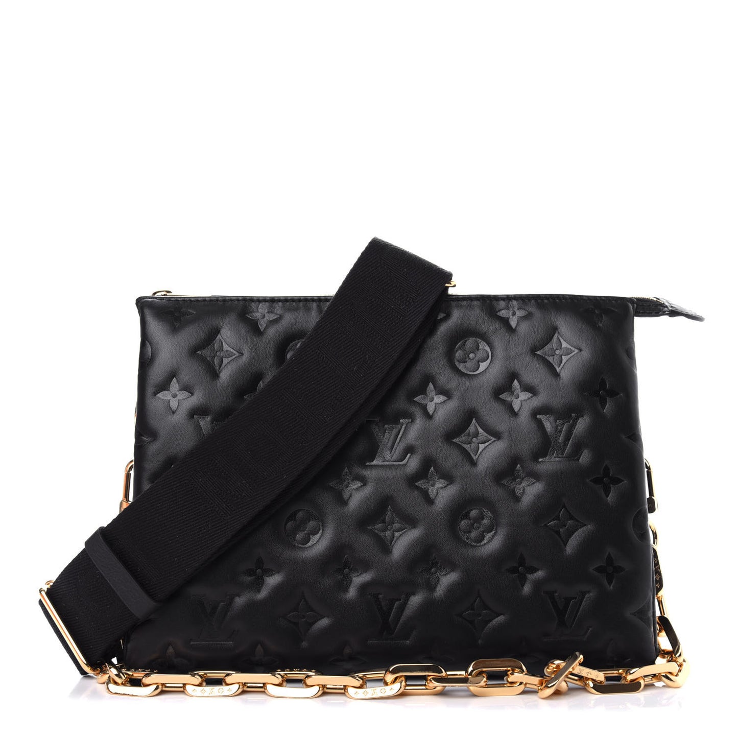 Lambskin Embossed Monogram Coussin PM Black