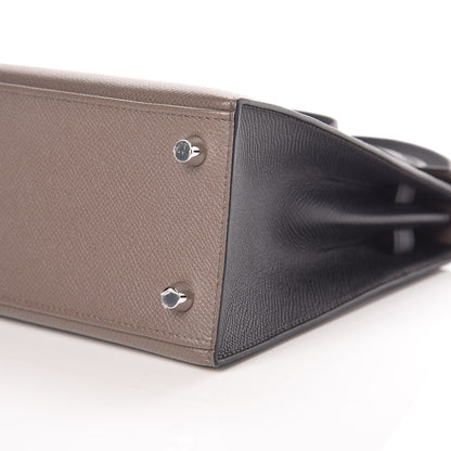 Hermes Epsom Bi Color Horseshoe Kelly Sellier 25 Etain Black 9 of 40