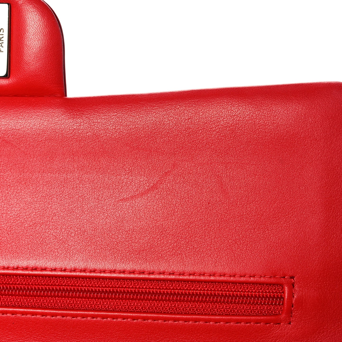 Patent Chevron Quilted Medium Double Flap Red