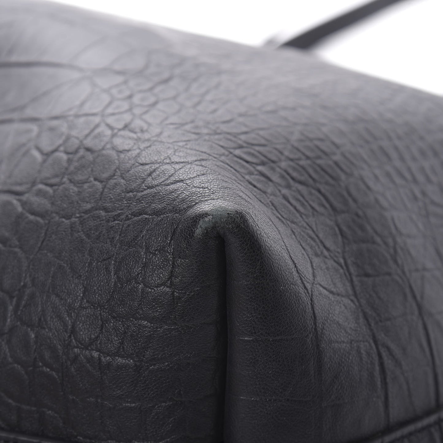 Calfskin Crocodile Embossed Large Shopper Tote Black